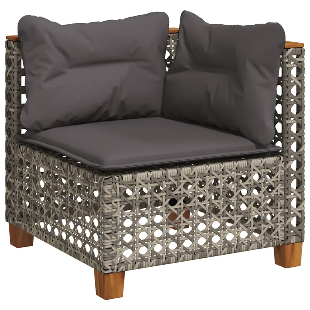 8-delige Loungeset met kussens poly rattan grijs