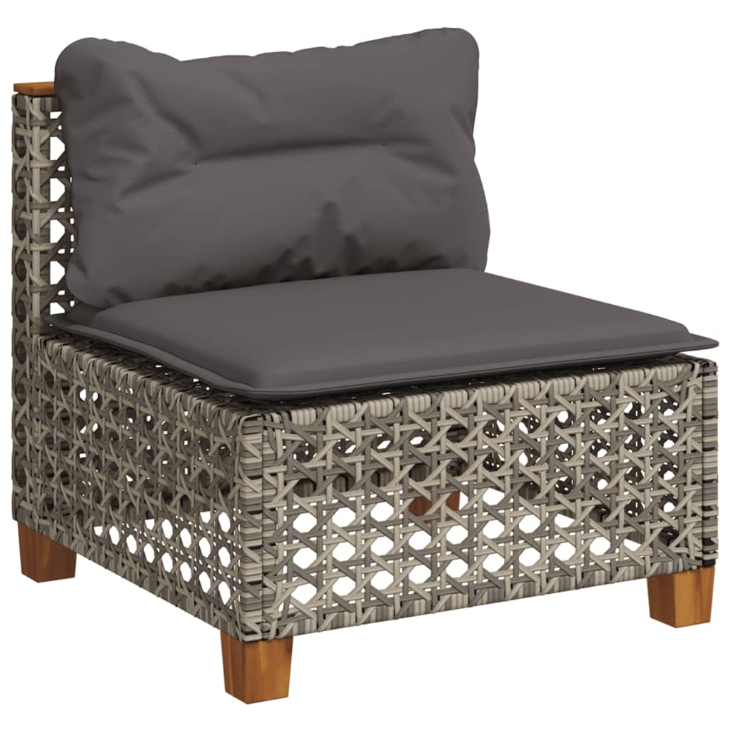 9-delige Loungeset met kussens poly rattan grijs