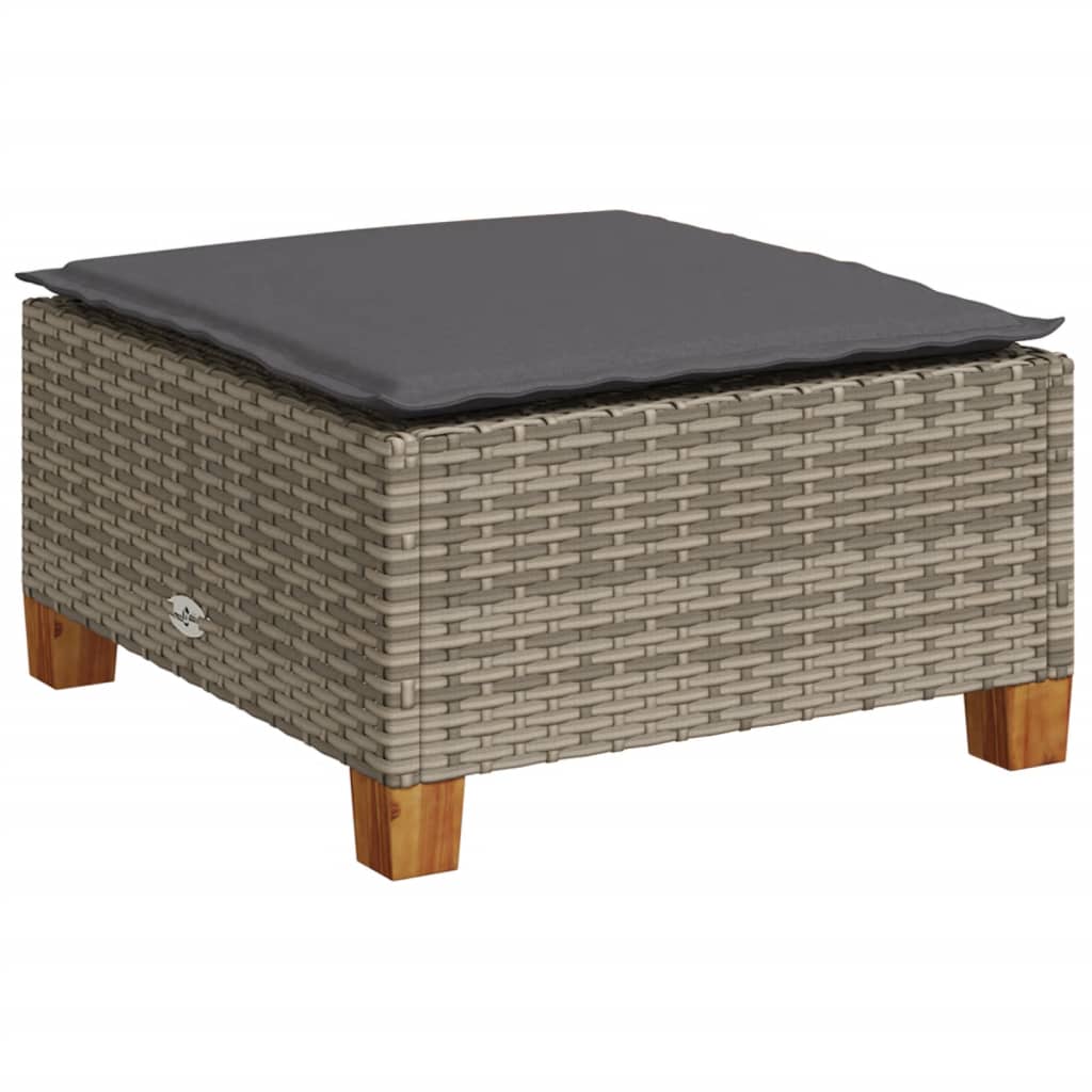 6-delige Loungeset met kussens poly rattan grijs