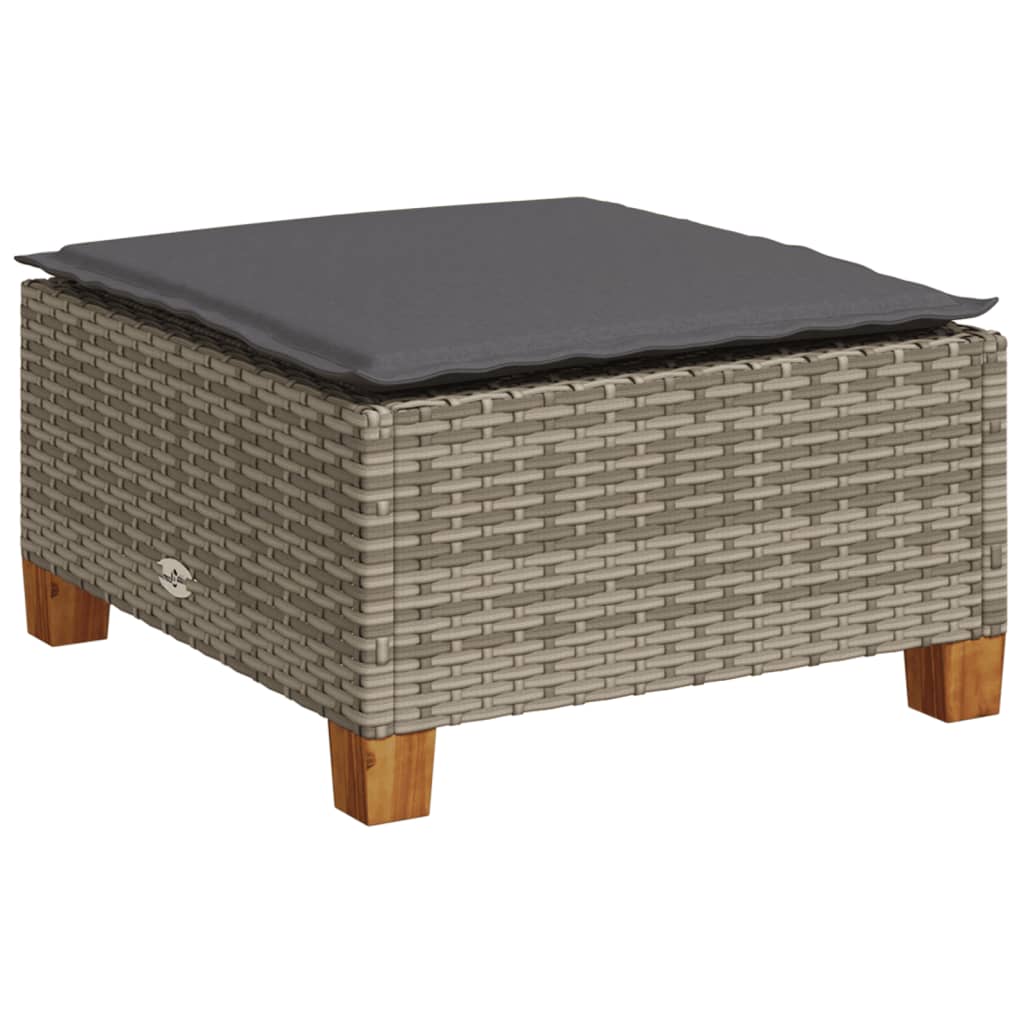 7-delige Loungeset met kussens poly rattan grijs