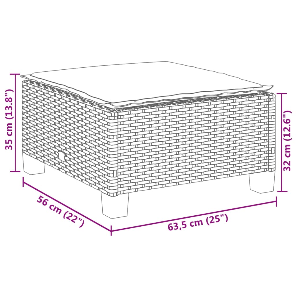 8-delige Loungeset met kussens poly rattan zwart