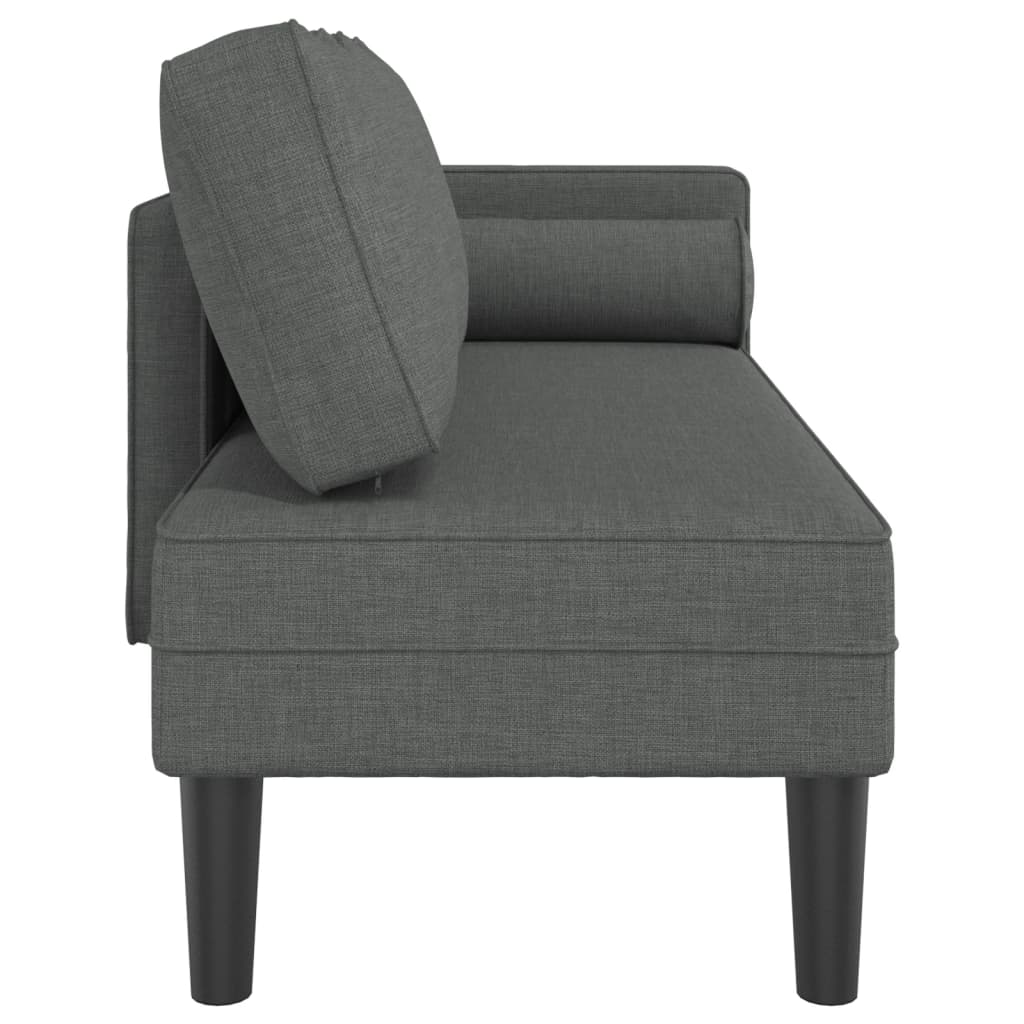 Chaise longue met kussens stof donkergrijs