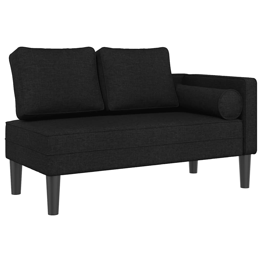 Chaise longue met kussens stof zwart