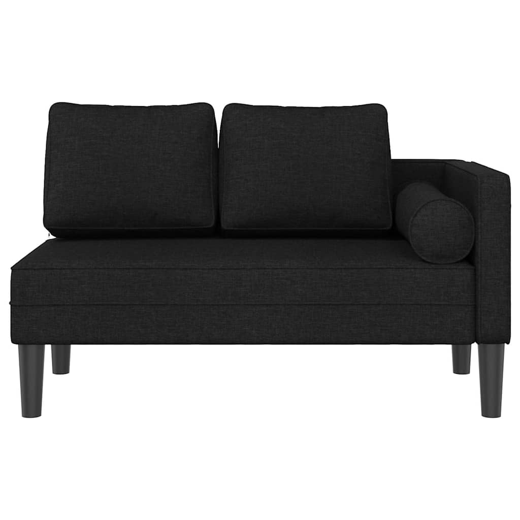 Chaise longue met kussens stof zwart