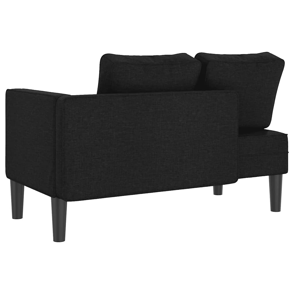 Chaise longue met kussens stof zwart