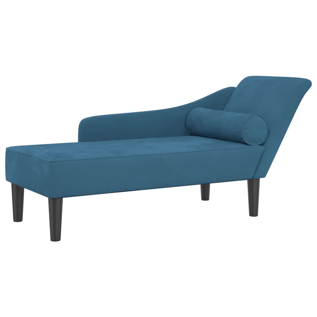 Chaise longue met kussens fluweel blauw