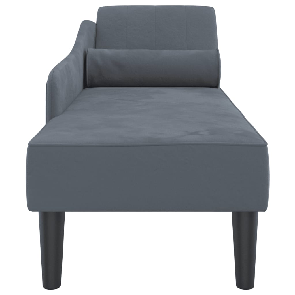 Chaise longue met kussens fluweel donkergrijs