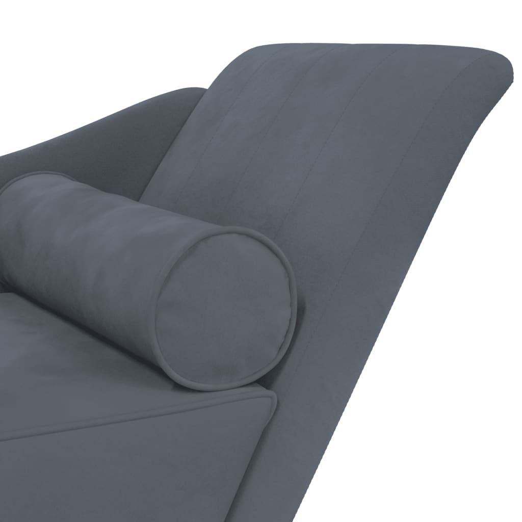 Chaise longue met kussens fluweel donkergrijs