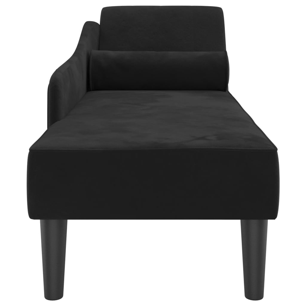 Chaise longue met kussens fluweel zwart