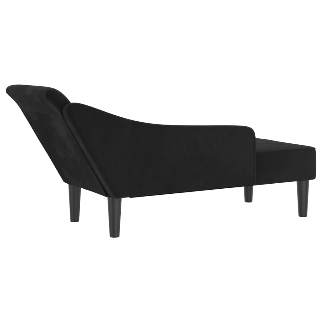 Chaise longue met kussens fluweel zwart