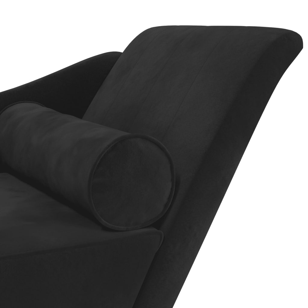 Chaise longue met kussens fluweel zwart