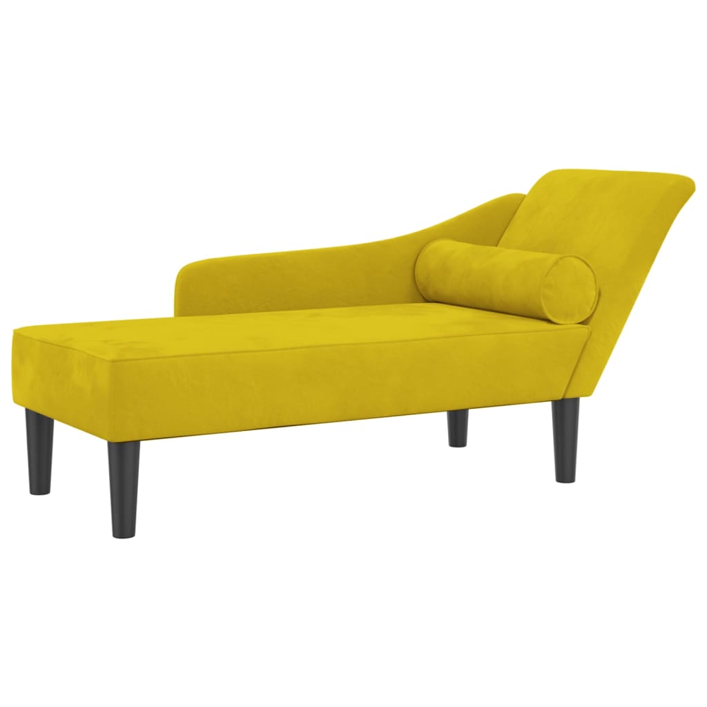 Chaise longue met kussens fluweel geel