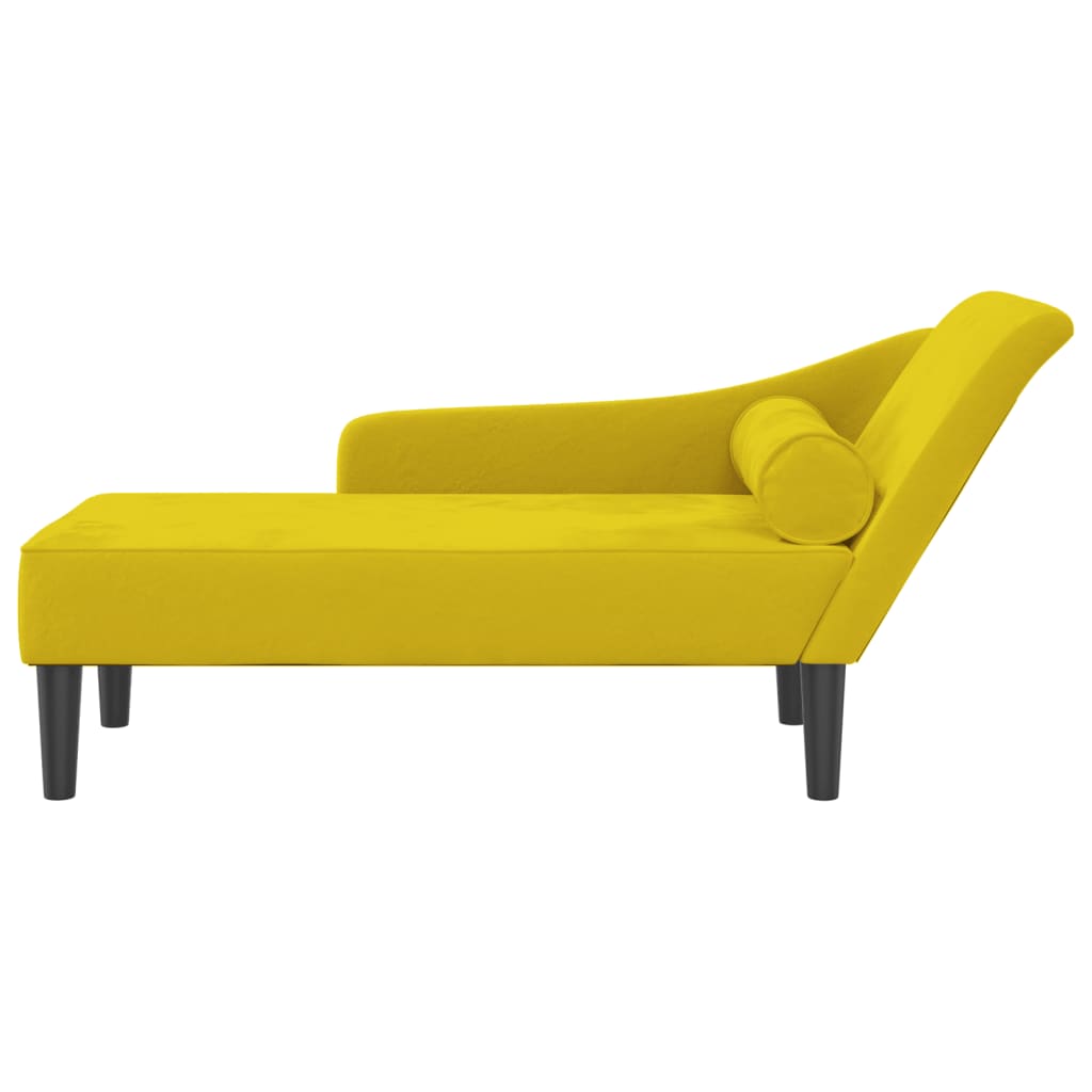 Chaise longue met kussens fluweel geel