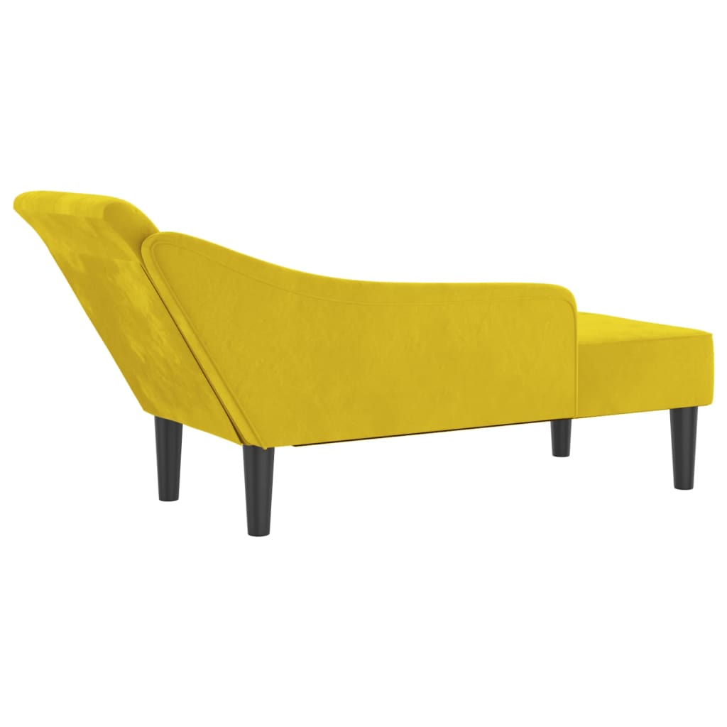 Chaise longue met kussens fluweel geel