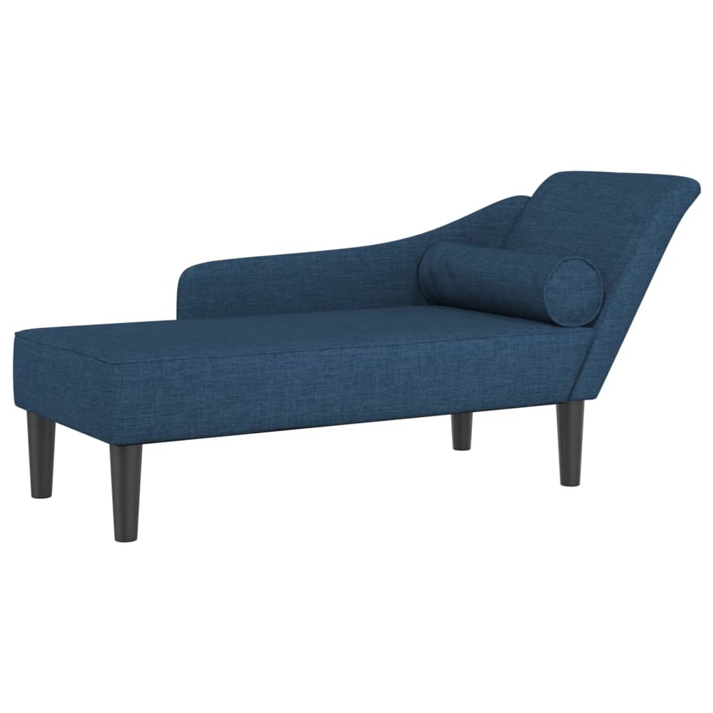 Chaise longue met kussens stof blauw