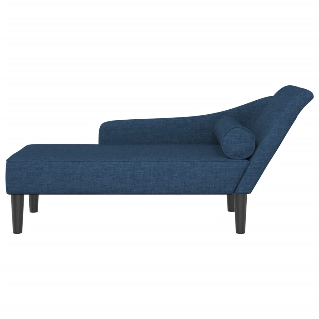 Chaise longue met kussens stof blauw