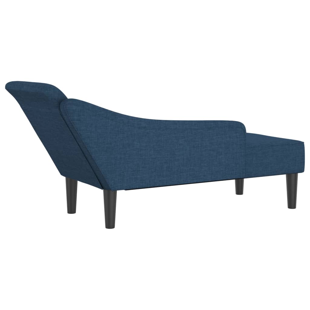 Chaise longue met kussens stof blauw