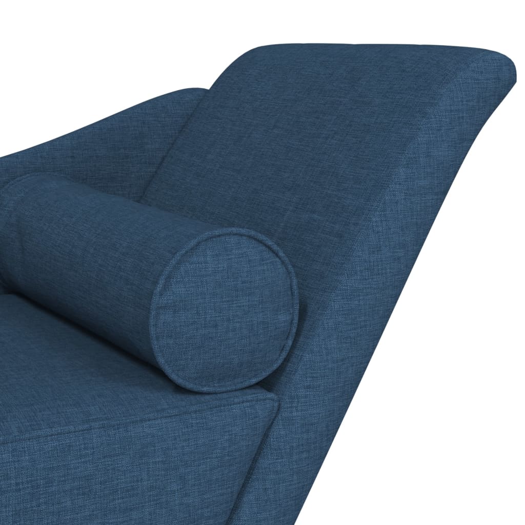 Chaise longue met kussens stof blauw