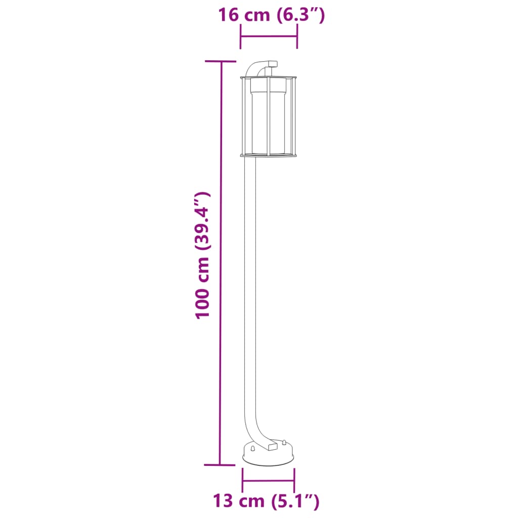 Vloerlamp voor buiten 100 cm roestvrij staal zwart