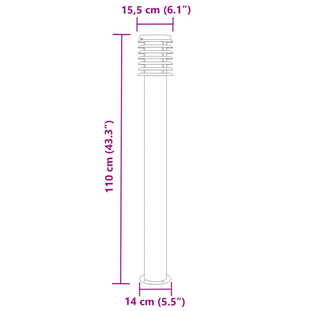 Vloerlamp voor buiten 3 st 110 cm roestvrijstaal zwart