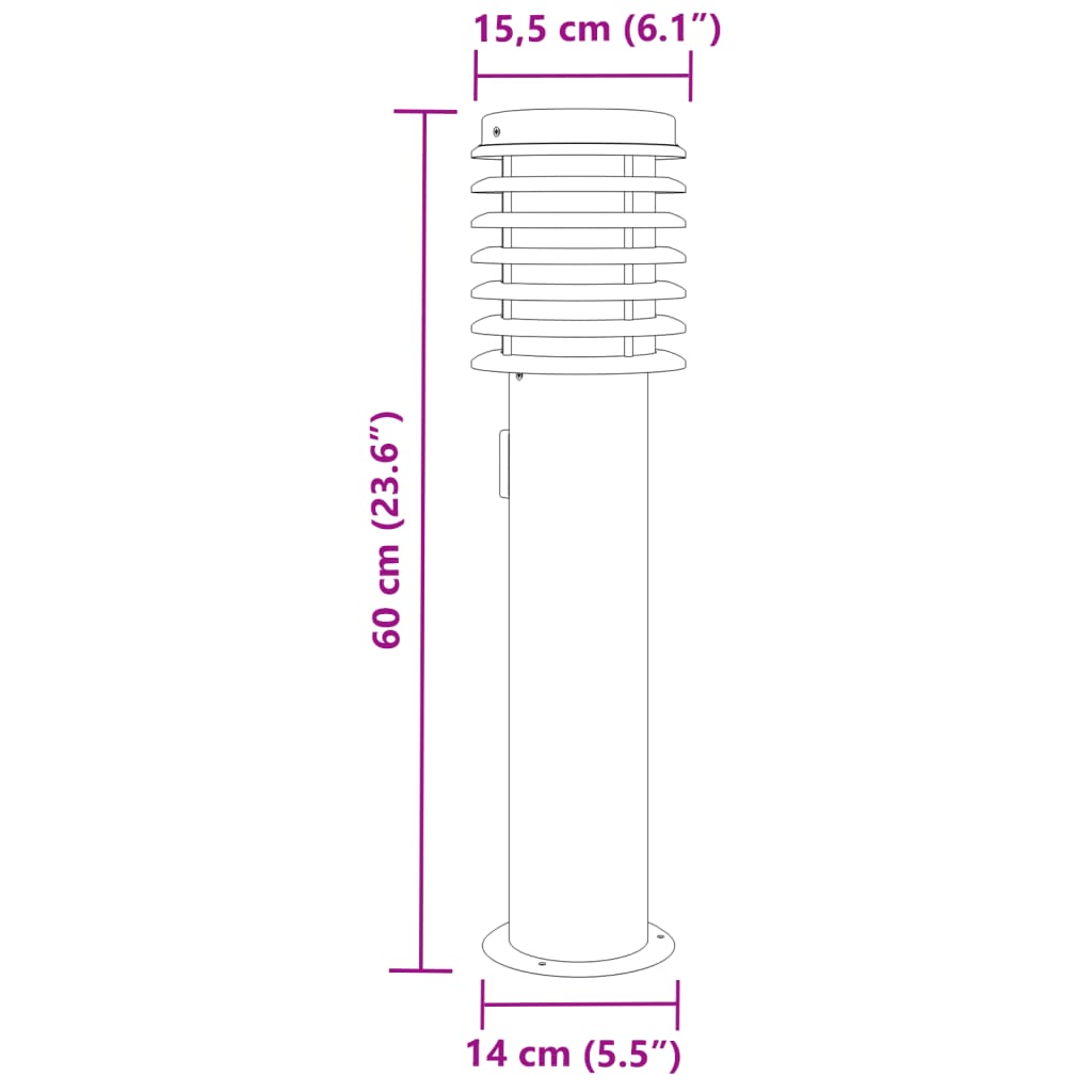 Buitenvloerlampen 3 st stopcontact 60 cm roestvrijstaal zwart