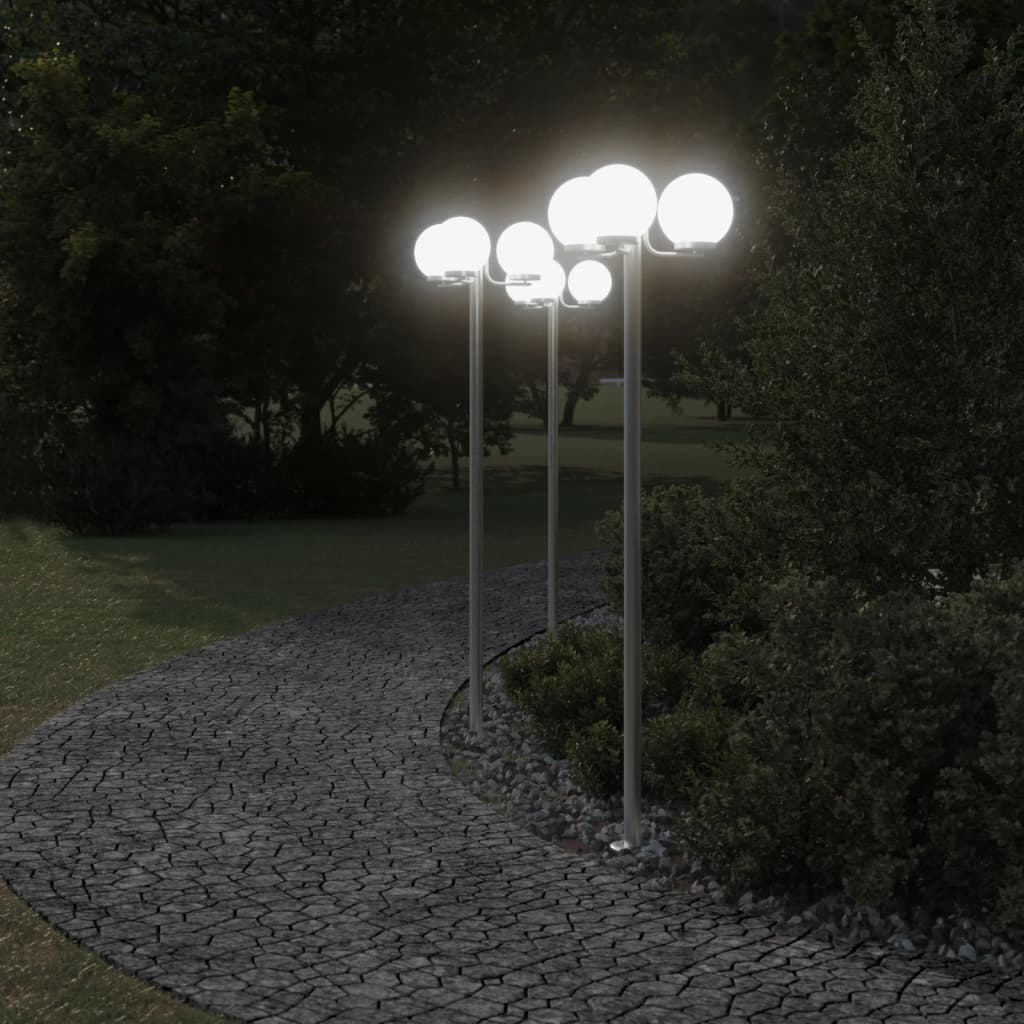 Vloerlamp voor buiten 3 st 215 cm roestvrij staal zilverkleurig