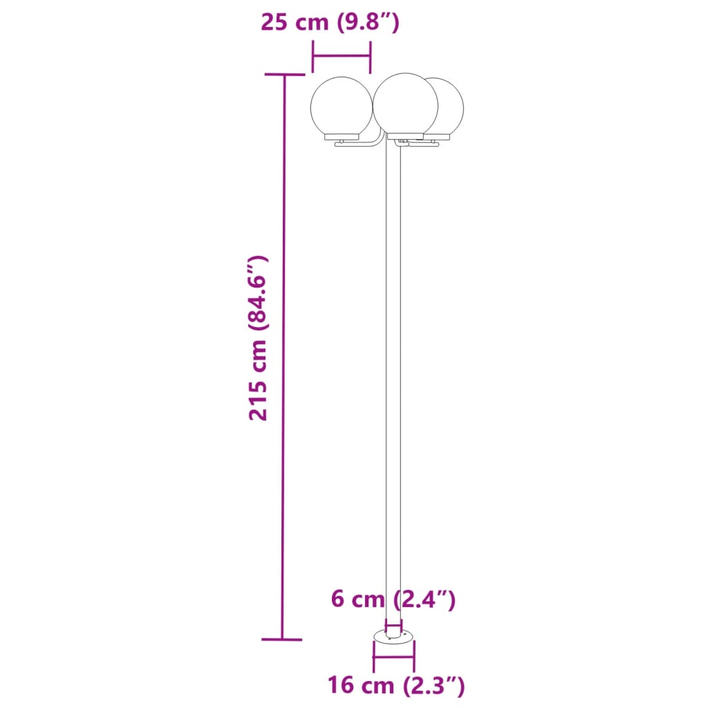 Vloerlamp voor buiten 3 st 215 cm roestvrij staal zilverkleurig