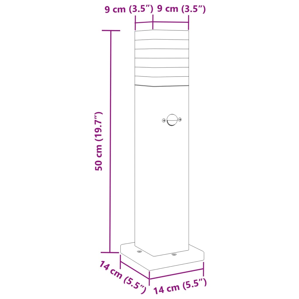 Vloerlampen voor buiten met sensor 50 cm aluminium zwart