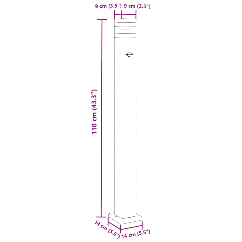 Vloerlampen voor buiten 3 st met sensor 110 cm aluminium zwart