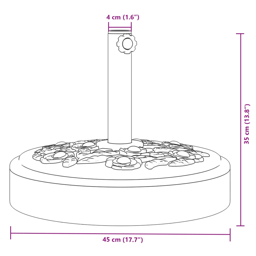 Parasolvoet voor stokken van Ø38 / 48 mm 25 kg rond