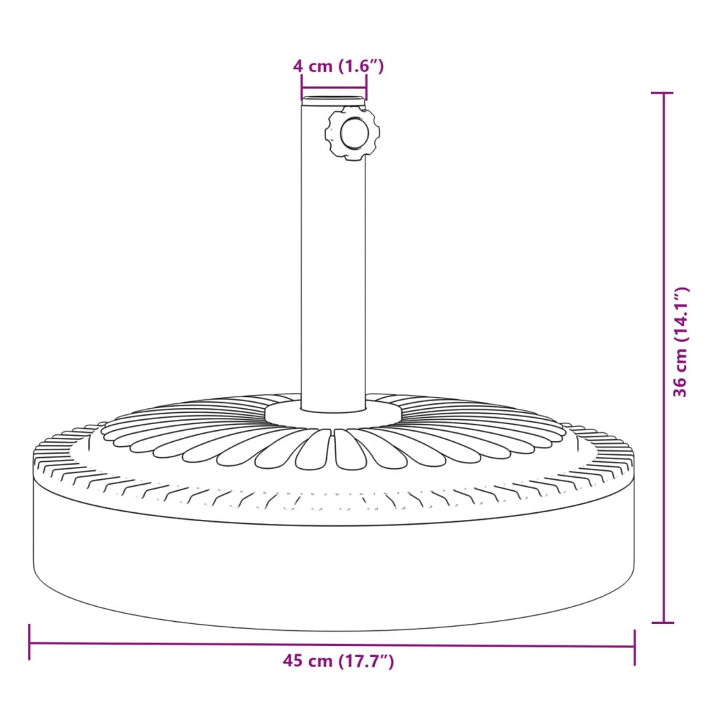 Parasolvoet voor stokken van Ø38 / 48 mm 25 kg rond