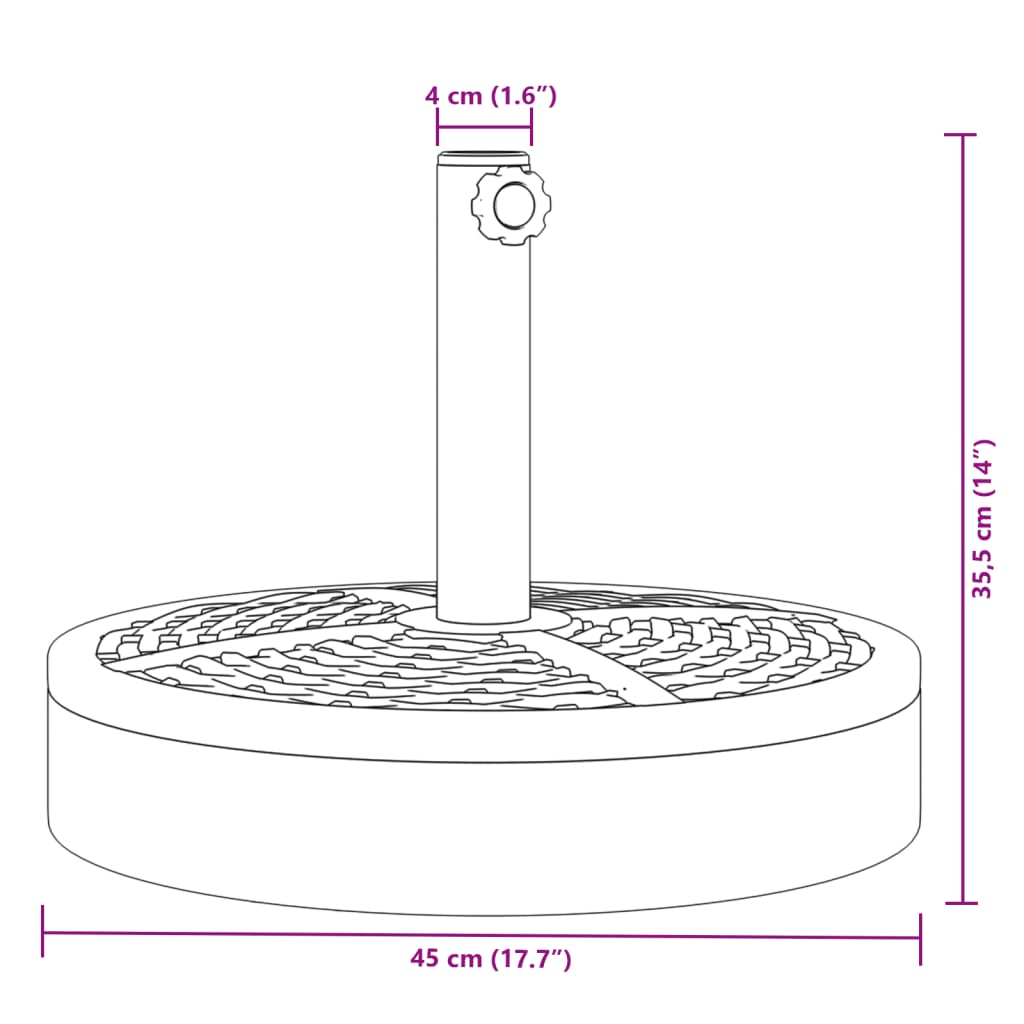 Parasolvoet voor stokken van Ø38 / 48 mm 25 kg rond