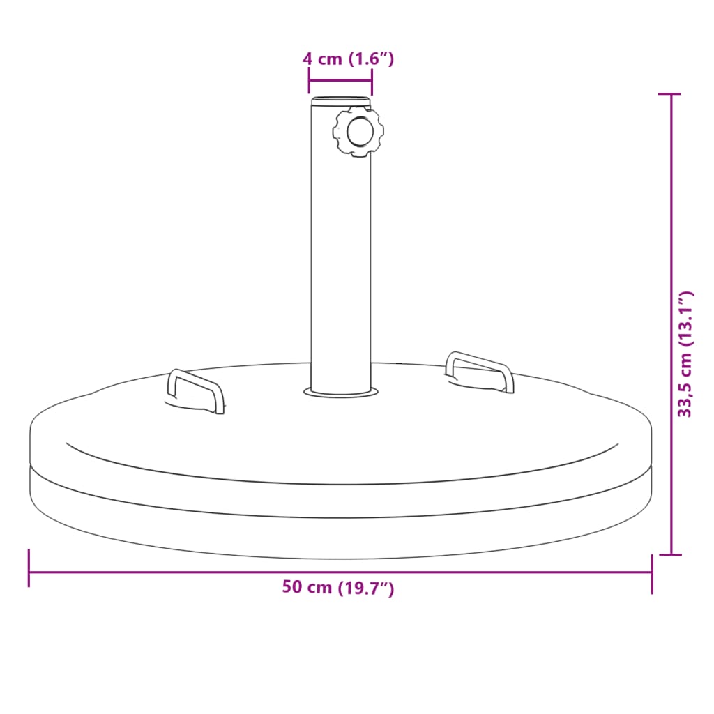 Parasolvoet met handgrepen voor stok van Ø38 / 48 mm 25 kg rond