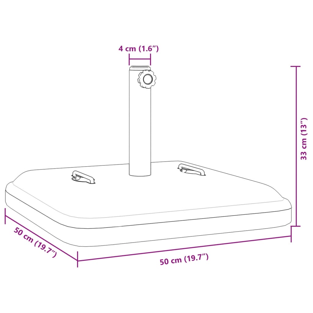 Parasolvoet met handvatten voor stok Ø38 / 48 mm 27 kg vierkant