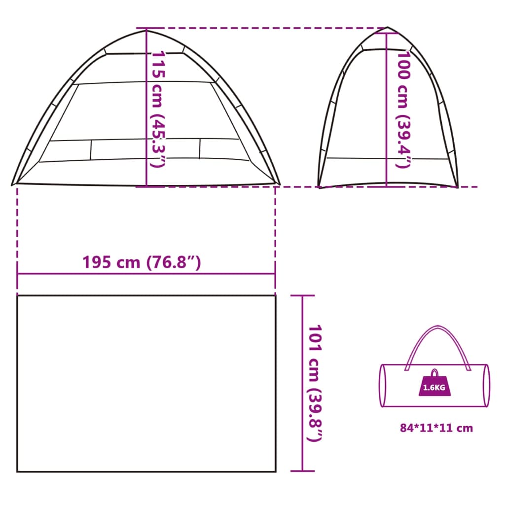 Strandtent 2-persoons waterdicht snelontgrendeling azuurblauw