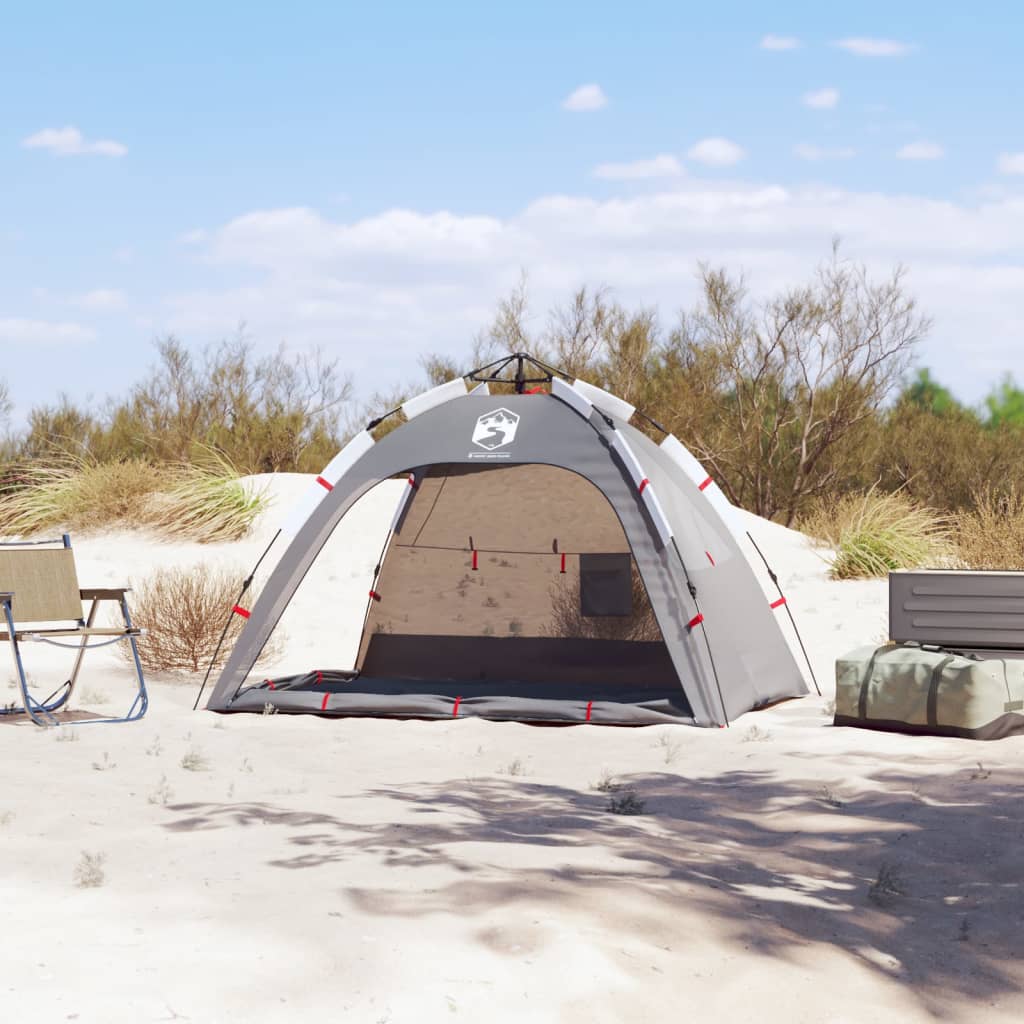 Strandtent 2-persoons waterdicht snelontgrendeling grijs