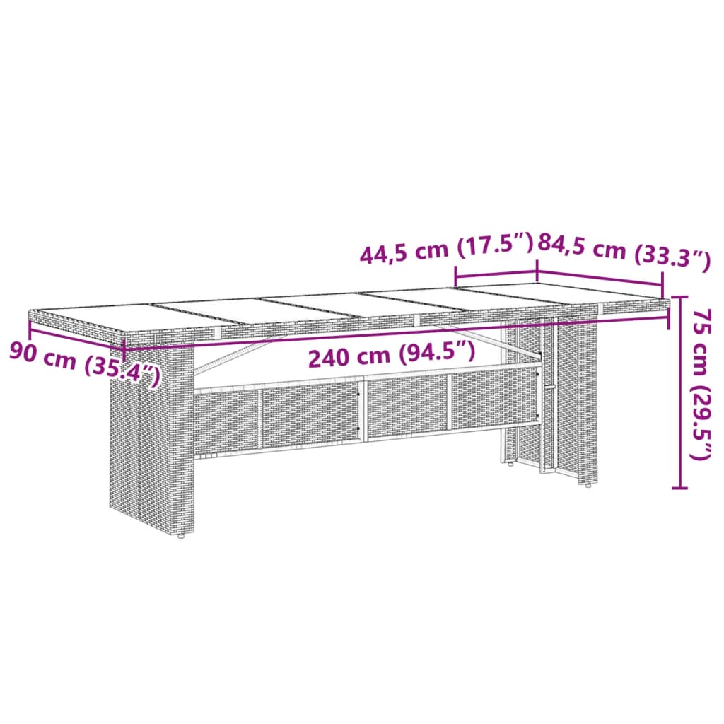 11-delige Bistroset met kussens poly rattan bruin