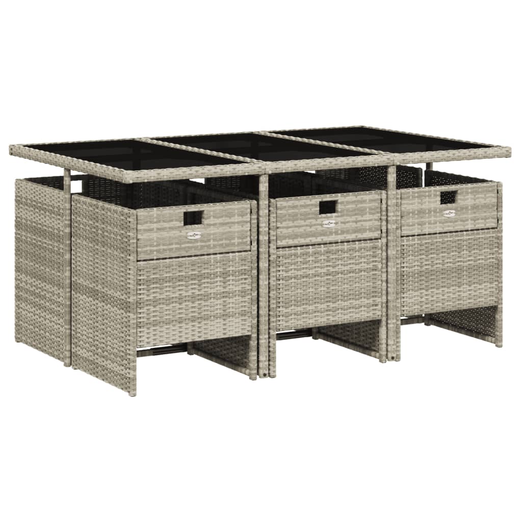 7-delige Tuinset met kussens poly rattan grijs