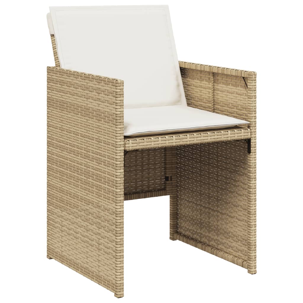 7-delige Tuinset met kussens poly rattan beige