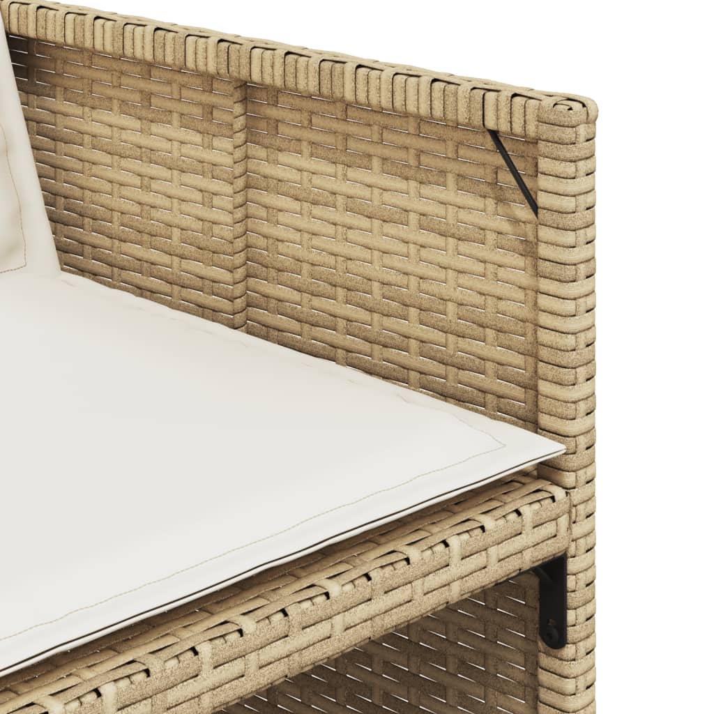 7-delige Tuinset met kussens poly rattan beige