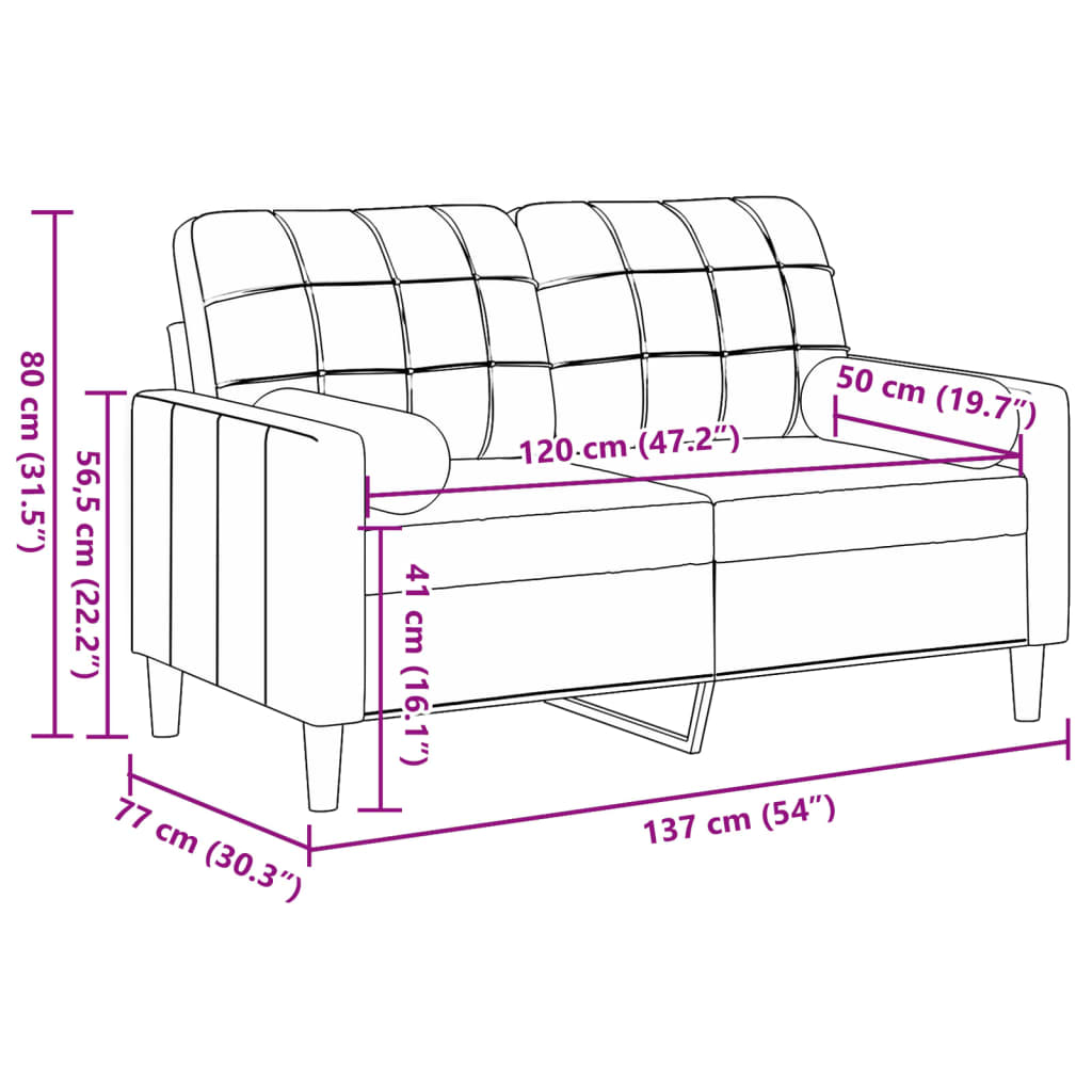 Tweezitsbank met sierkussens 120 cm fluweel zwart