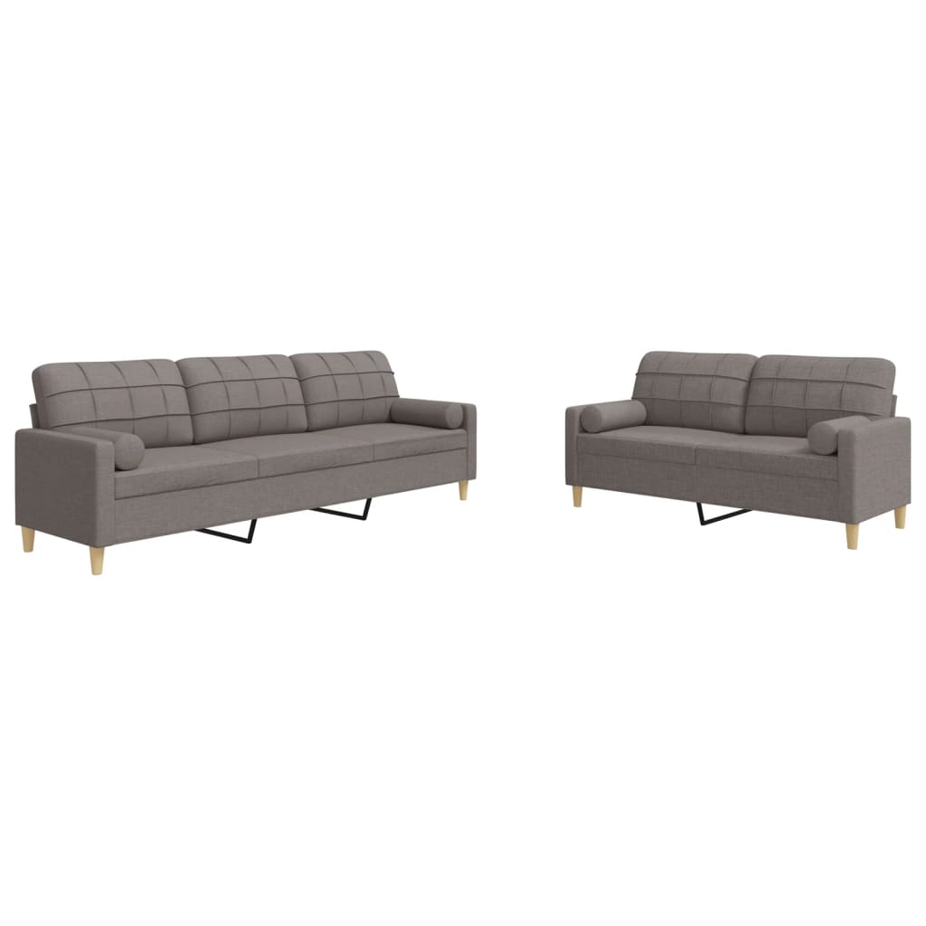 2-delige Loungeset met sierkussens stof taupe