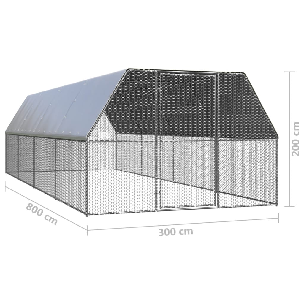 Kippenhok 3x8x2 m gegalvaniseerd staal