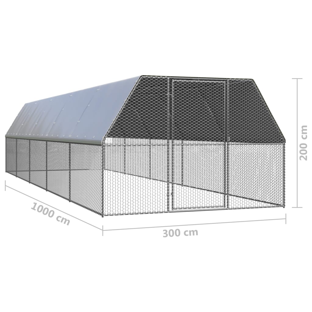 Kippenhok 3x10x2 m gegalvaniseerd staal