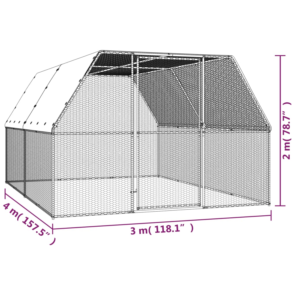 Kippenhok 3x4x2 m gegalvaniseerd staal