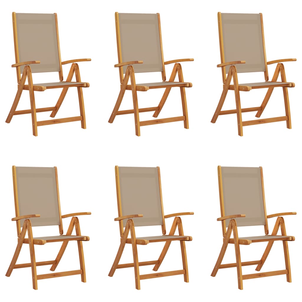 Tuinstoelen Inklapbaar Massief Acaciahout En Textileen 6 Taupe