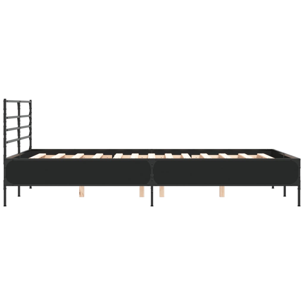 Bedframe bewerkt hout metaal zwart 140x200 cm