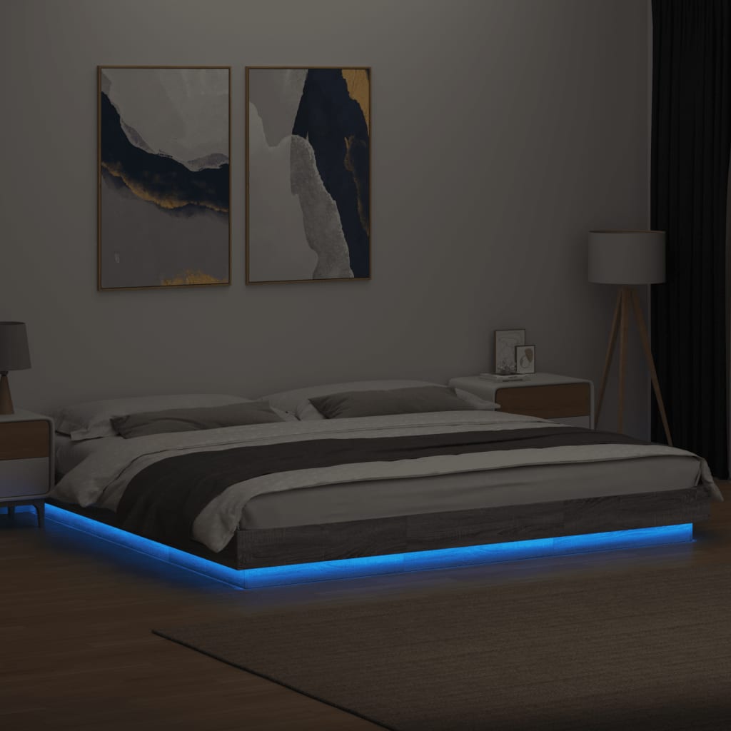 Bedframe met LED-verlichting grijs sonoma eiken 180x200 cm