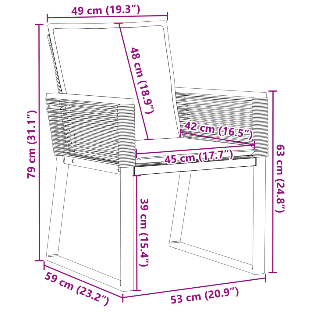 Tuinstoelen 4 st met kussens poly rattan zwart