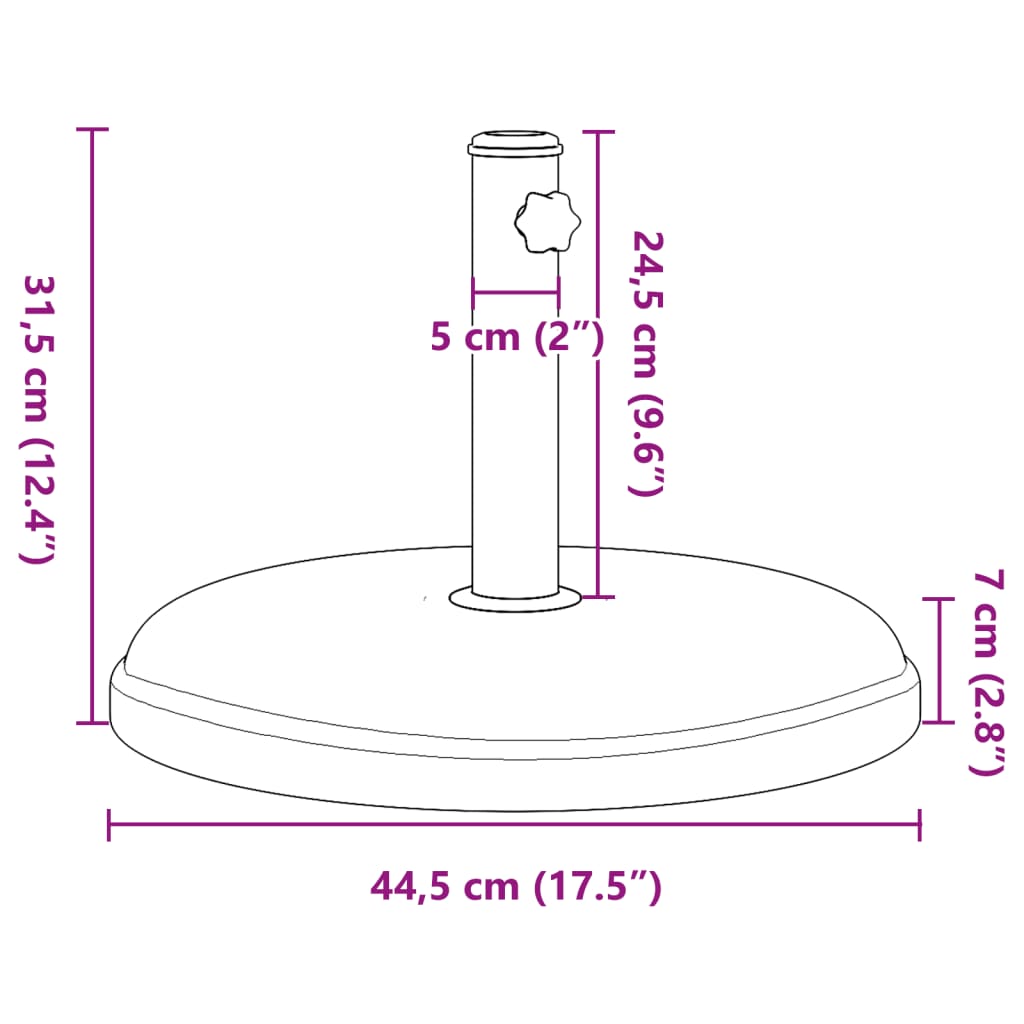 Parasolvoet voor stokken van Ø32/35/38 mm 15 kg rond